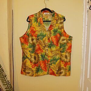 VintageSelene Sport womens 100% polyester (like satin) orange 3X Vest an…